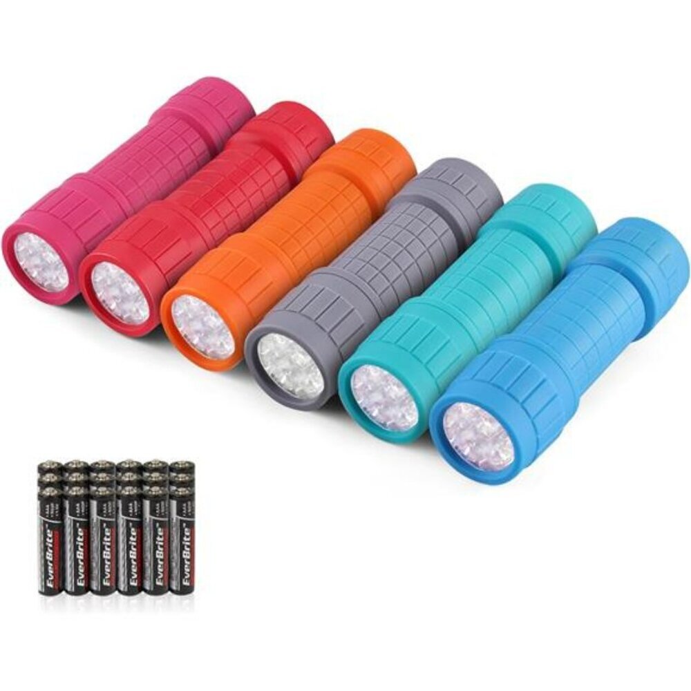 Mini LED Flashlight Set 6 Pack with Batteries Small Camping Emergency Lights